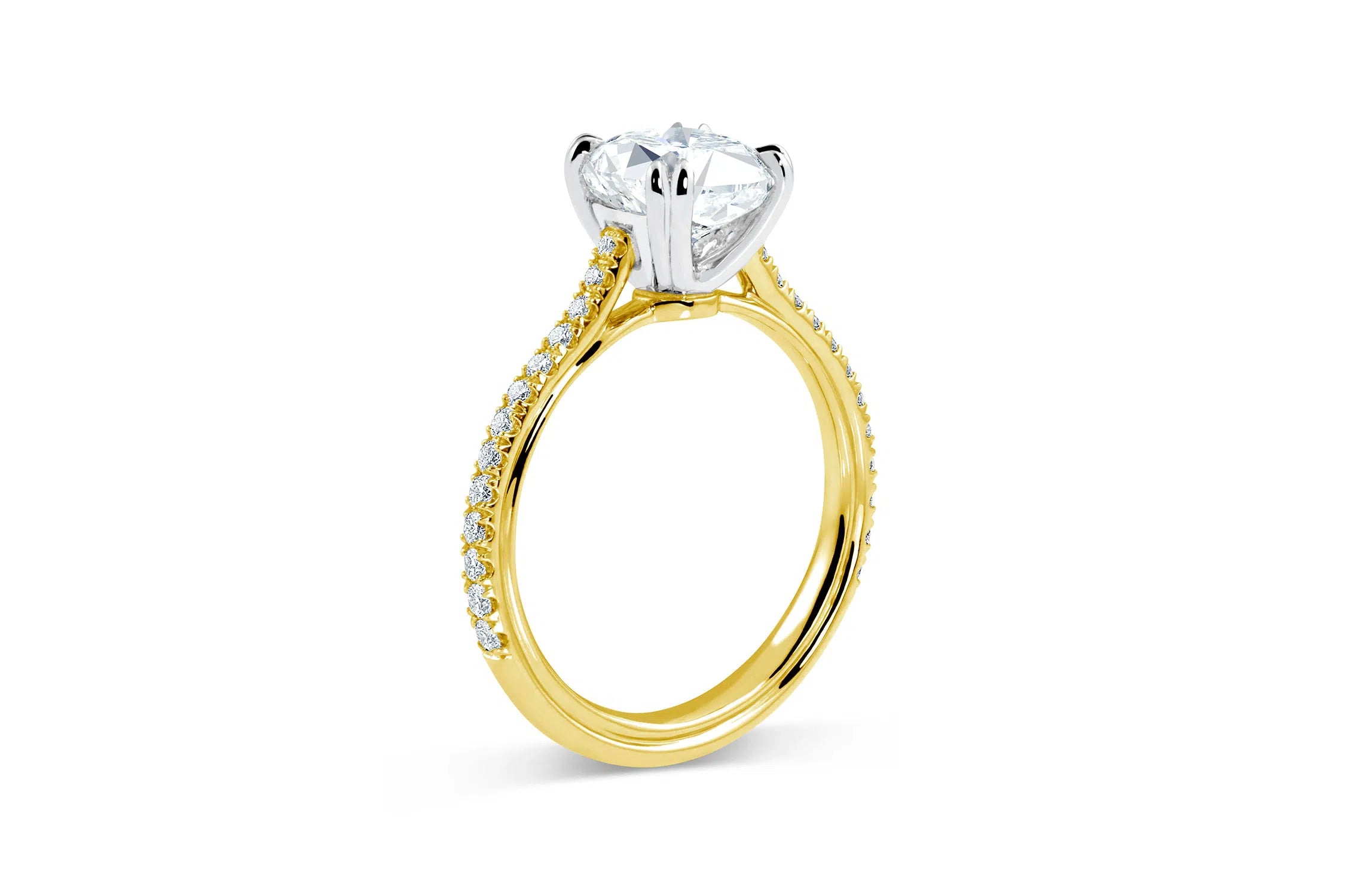 Tapered Pave Engagement Ring in Yellow Gold