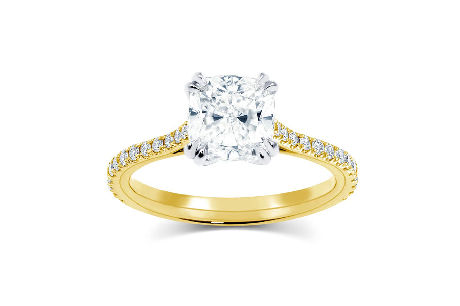 Yellow Gold Tapered Pave Engagement Ring