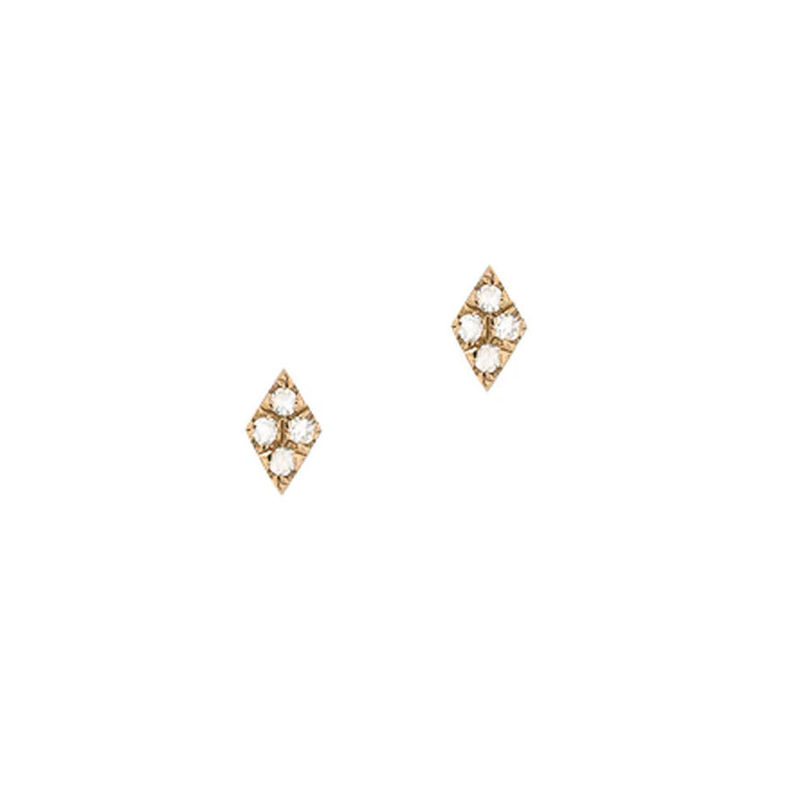 Petite Kite Pave Post Earrings - Yellow Gold