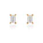 Micro Souli Baguette Diamond Post Earrings - Yellow Gold