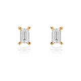 Micro Souli Baguette Diamond Post Earrings - Yellow Gold