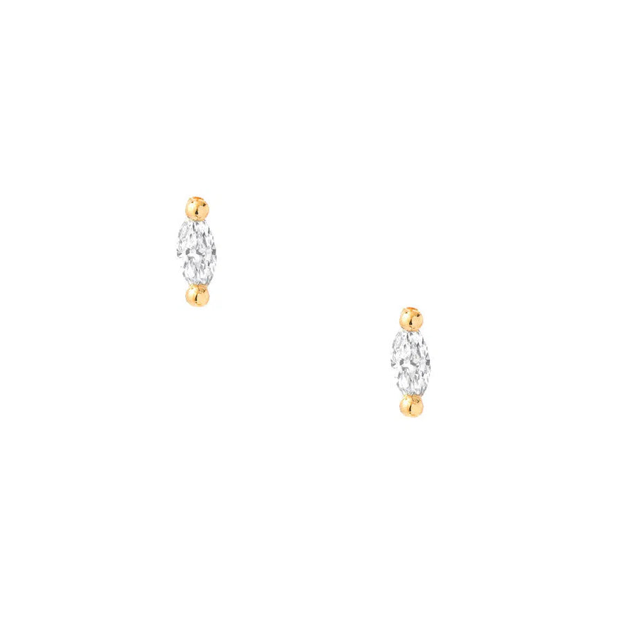 Micro Souli Marquise Diamond Post Earrings - Yellow Gold