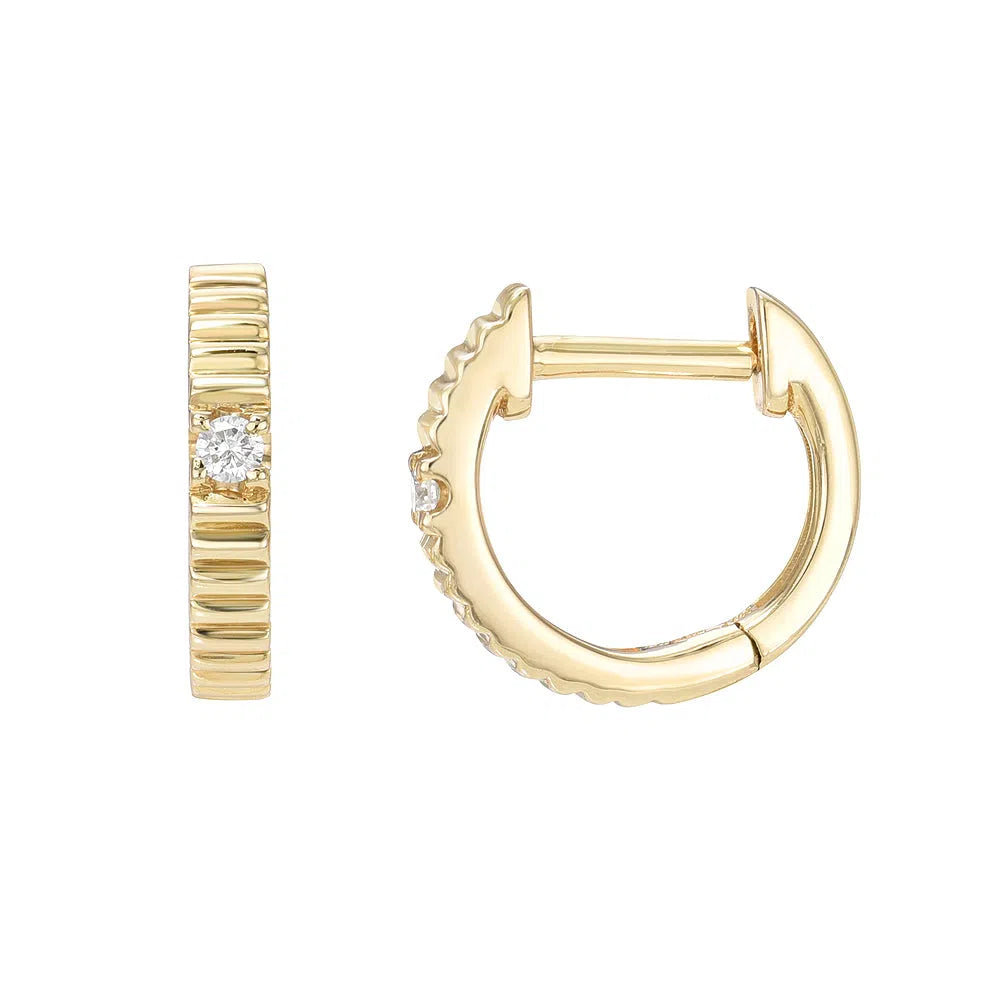 Extra Petite Diamond DNA Huggie Earrings - Yellow Gold