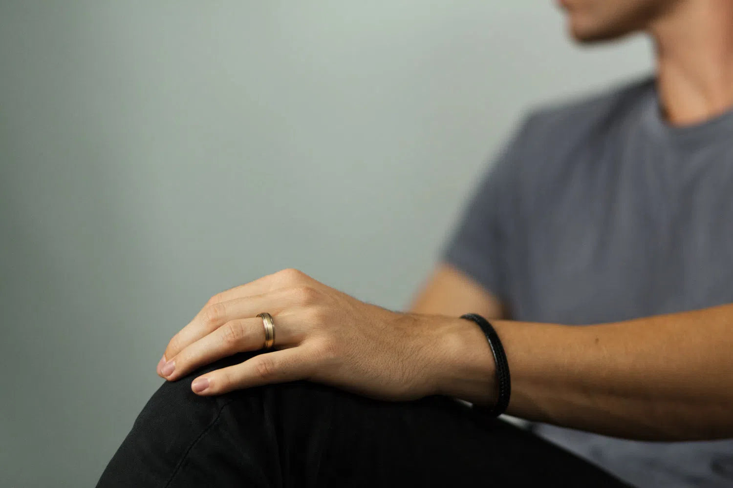 Men's Striped Gold Wedding Band - 6.5mm