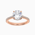 Round Cut Pave Cathedral Engagement Ring