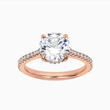 Round Cut Pave Cathedral Engagement Ring
