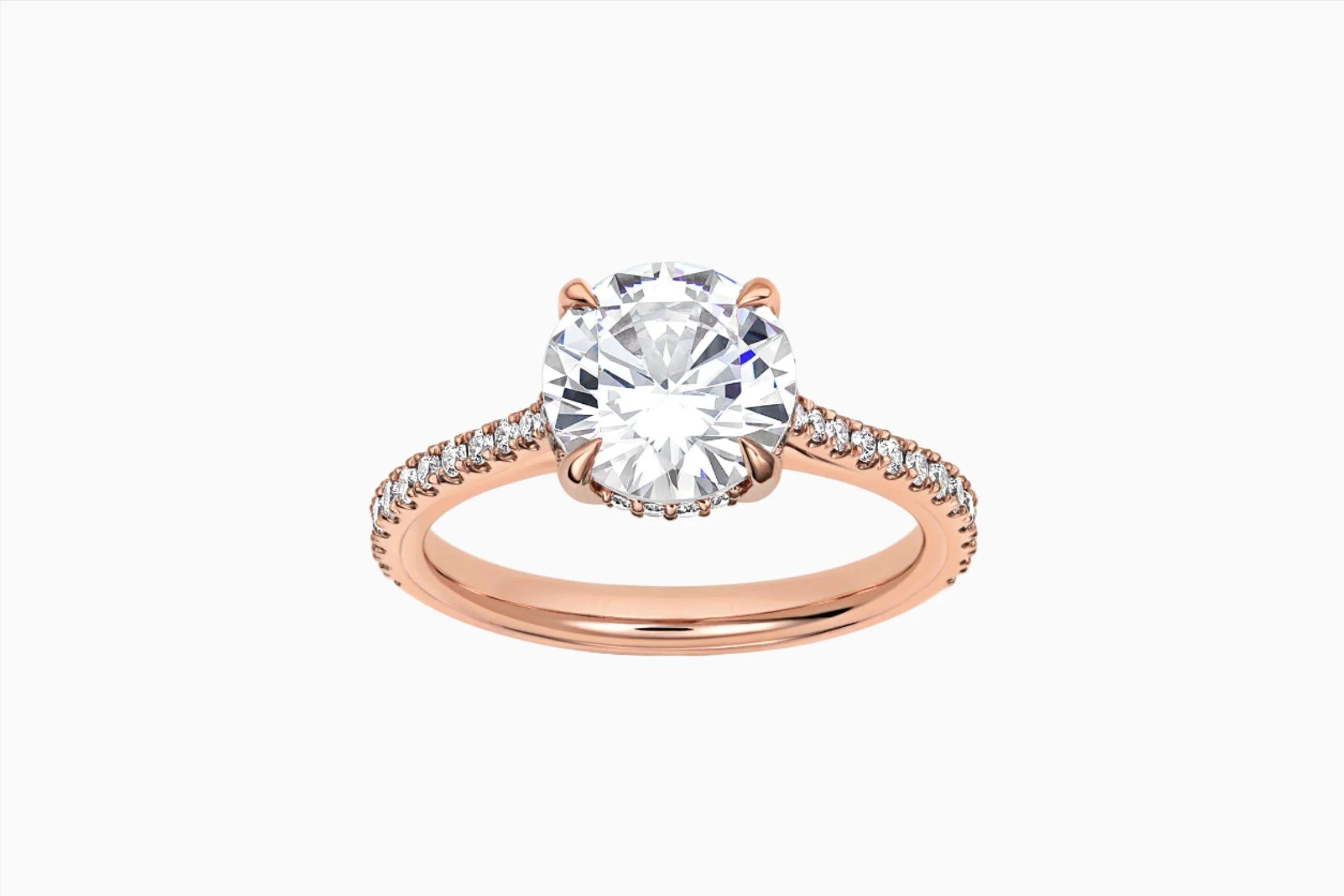 Round Cut Pave Cathedral Engagement Ring