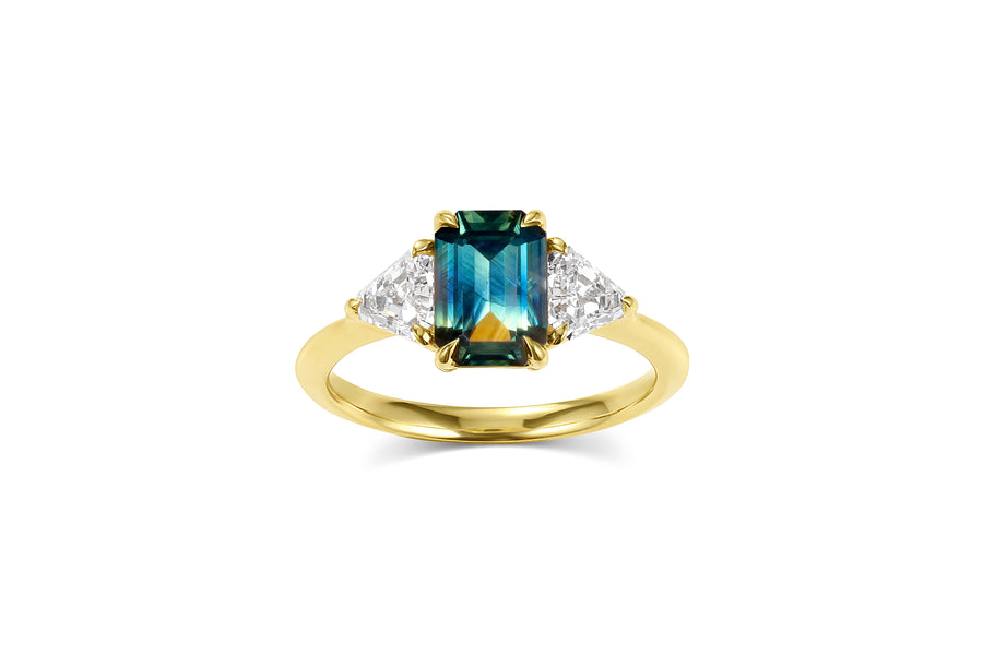 1.65ct Emerald-Cut Natural Green Sapphire Ring