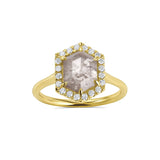 2.20ct Hexagon Salt & Pepper Diamond Engagement Ring