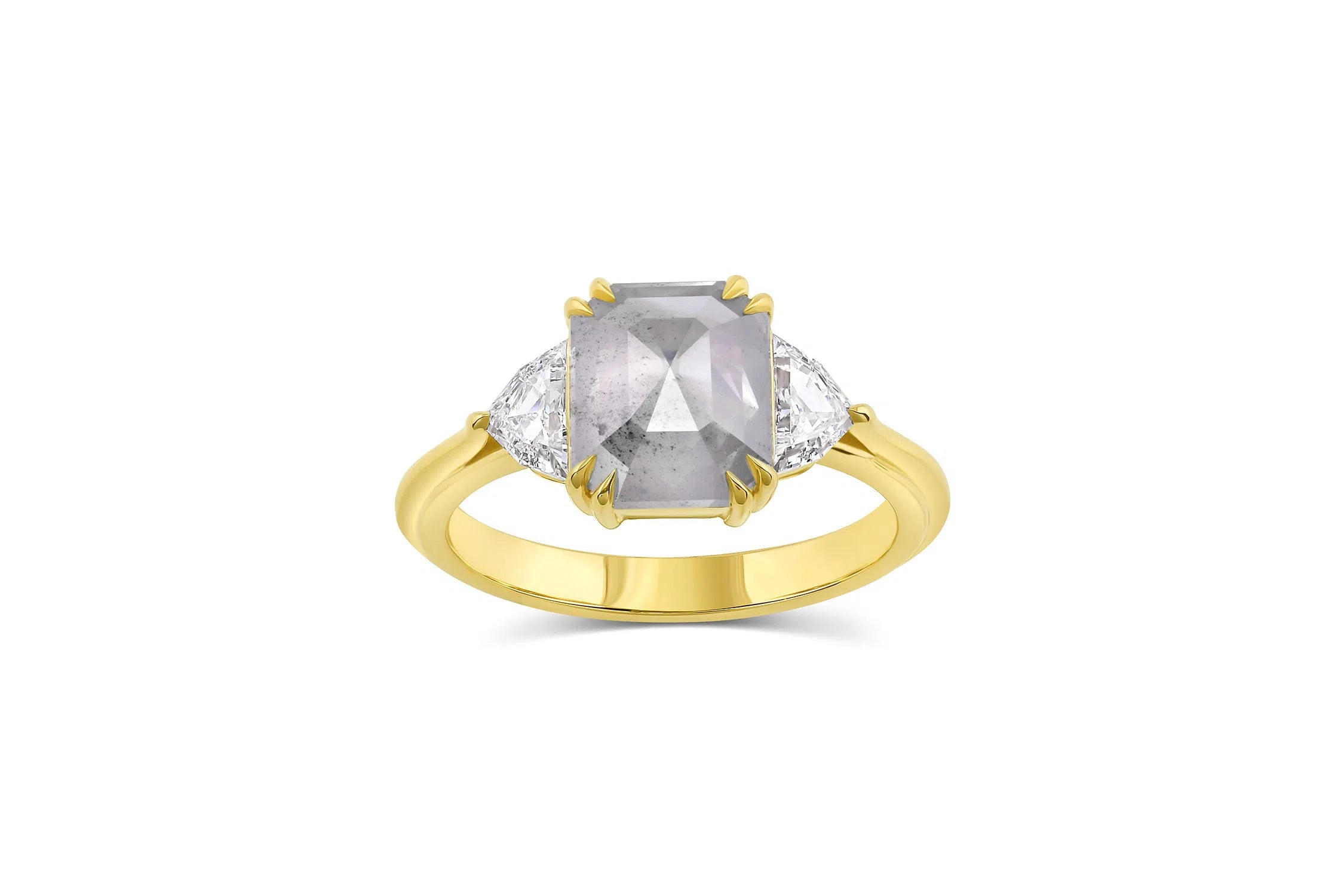 2.21ct Salt & Pepper Emerald cut engagement ring-Honey Jewelry Co-Honey Jewelry Co