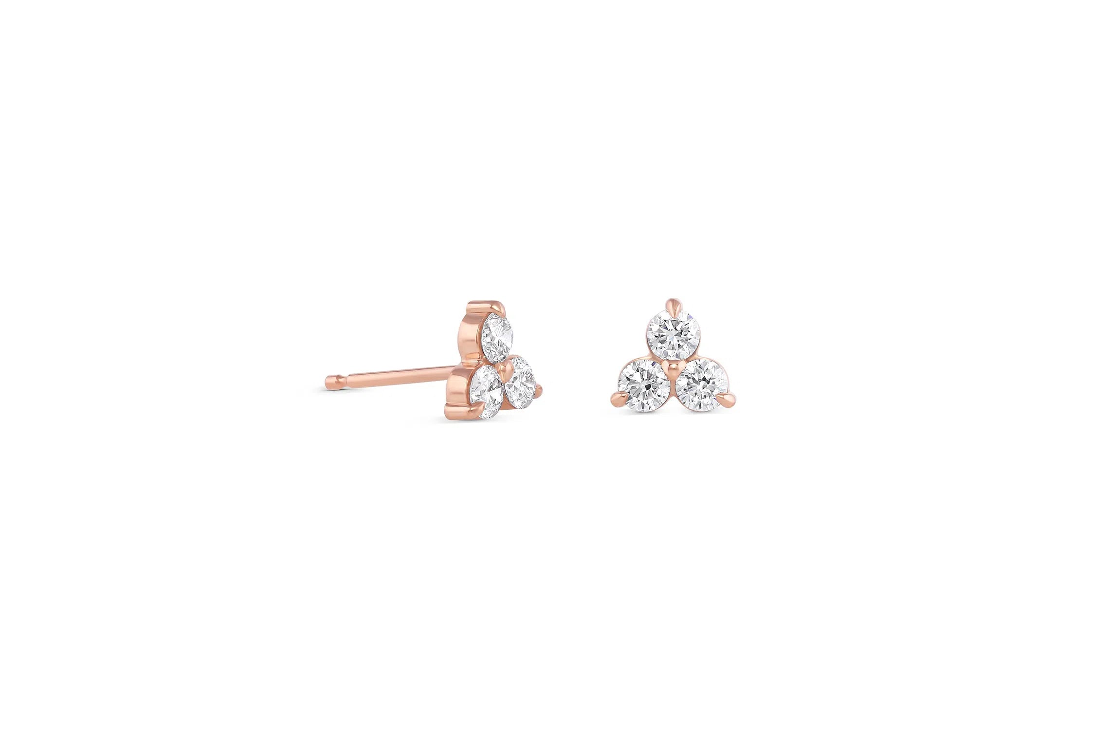 3-Stone Diamond Earrings Yellow Gold