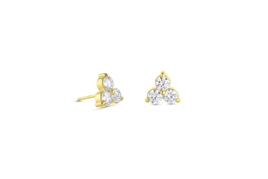 Large 3-Leaf Clover Lab Grown Diamond Stud Earrings-Honey Jewelry Co-Honey Jewelry Co