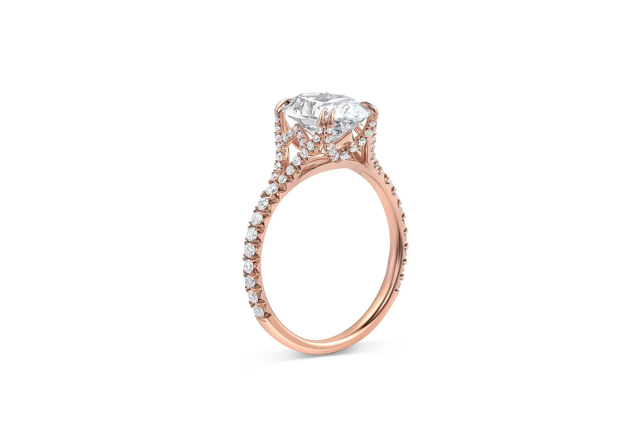 Samantha | Claw Prong French Set Pave Engagement Ring-Honey Jewelry Co-Honey Jewelry Co