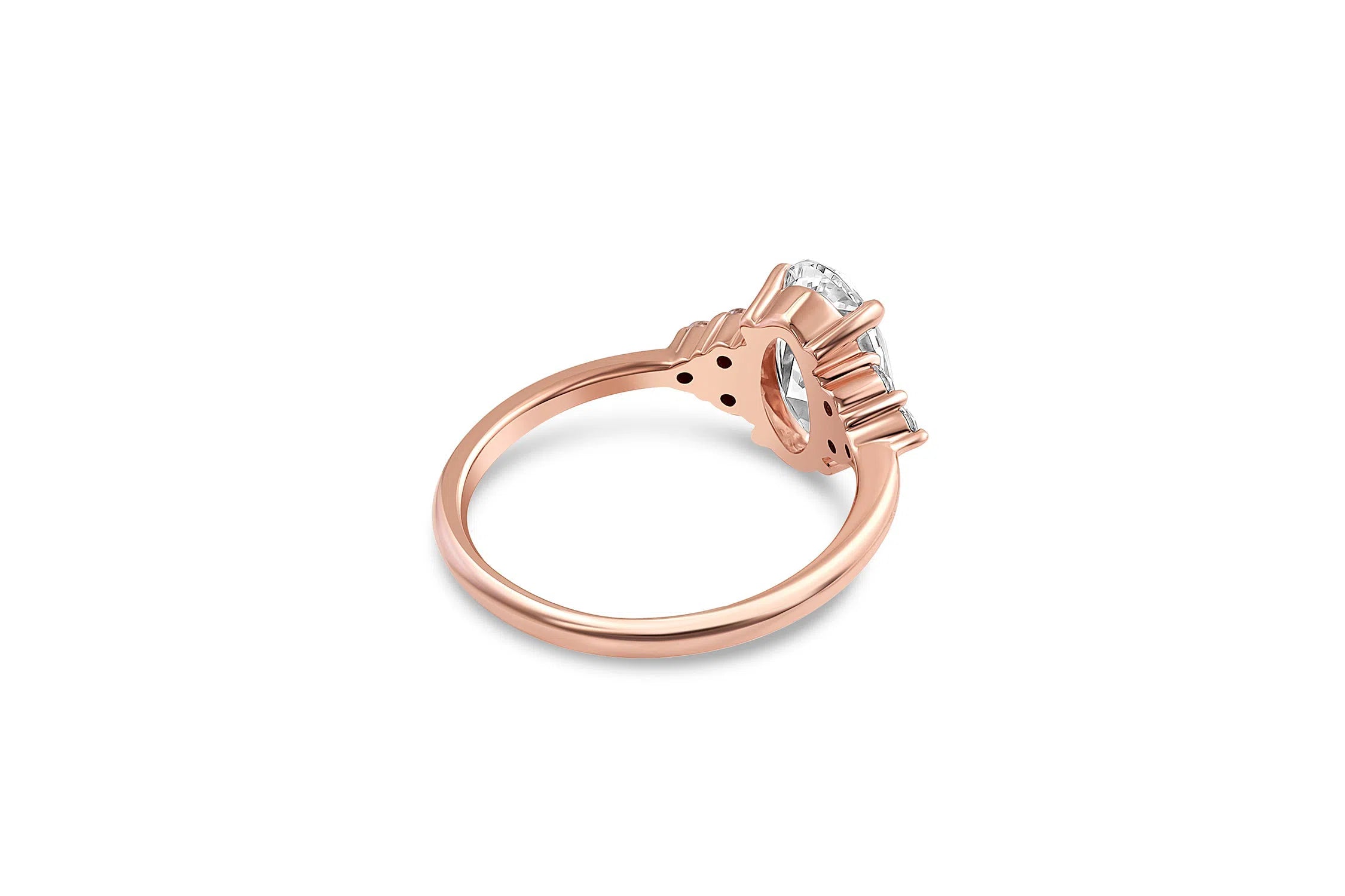 Eva | Oval Engagement Ring with Round Side Stones-Honey Jewelry Co-Honey Jewelry Co