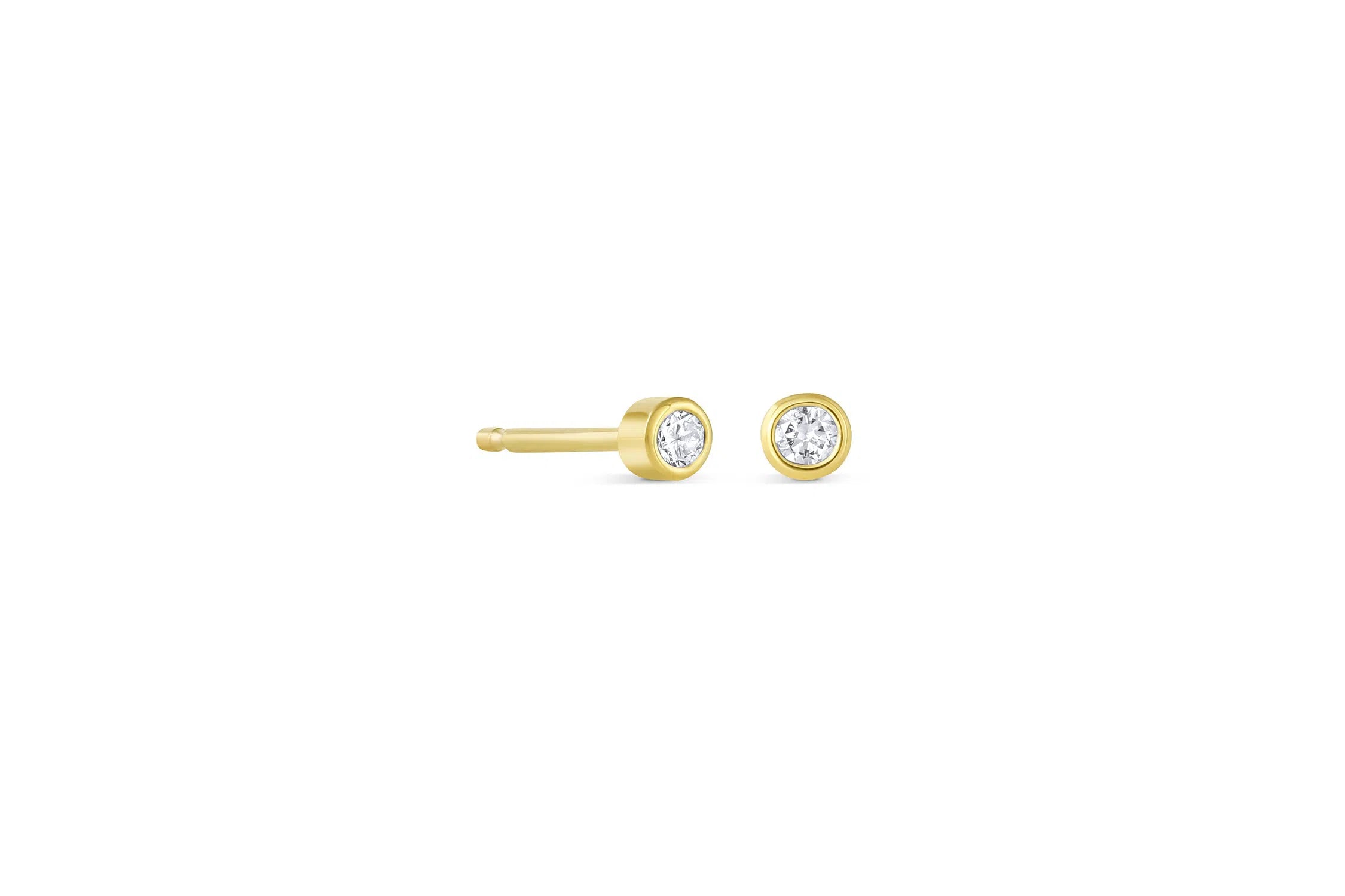 2mm Bezel Set Round Diamond Stud Earrings