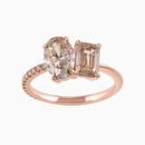 1.50ct Oval & 1.01ct Emerald-Cut Champagne Diamond Engagement Ring