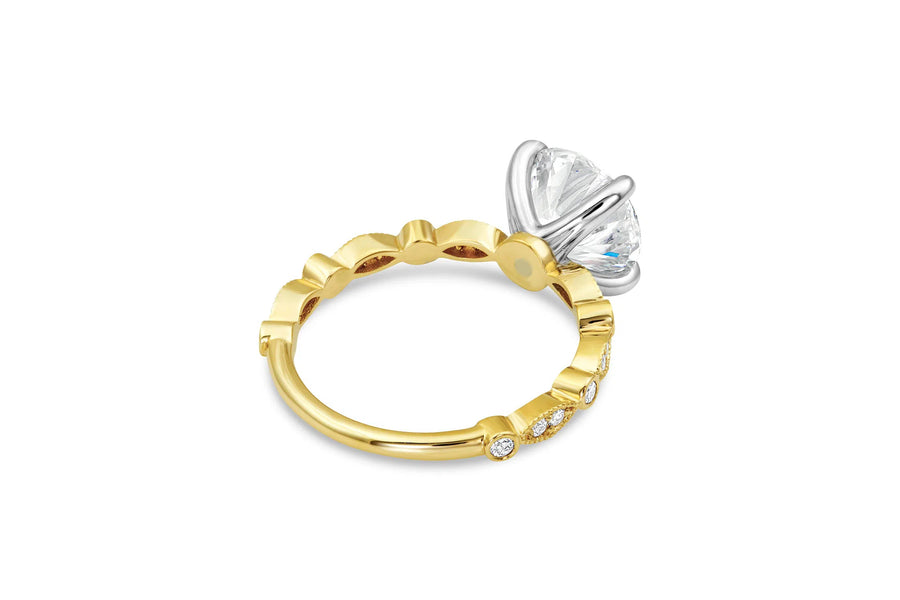 Bead and Eye Solitaire Engagement Ring in Yellow Gold