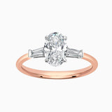 Three Stone Oval Baguette Engagement Ring