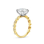 Round Bead and Eye Engagement Ring in Yellow Gold