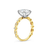 Round Bead and Eye Engagement Ring in Yellow Gold