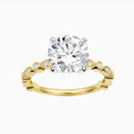 Bead and Eye Engagement Ring | Round Cut Diamond in Yellow Gold
