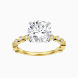 Bead and Eye Engagement Ring | Round Cut Diamond in Yellow Gold