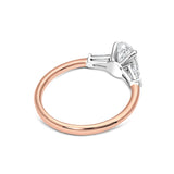 Baguette Three Stone Oval Cut Engagement Ring in Gold