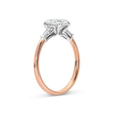 Oval Three Stone Baguette Engagement Ring