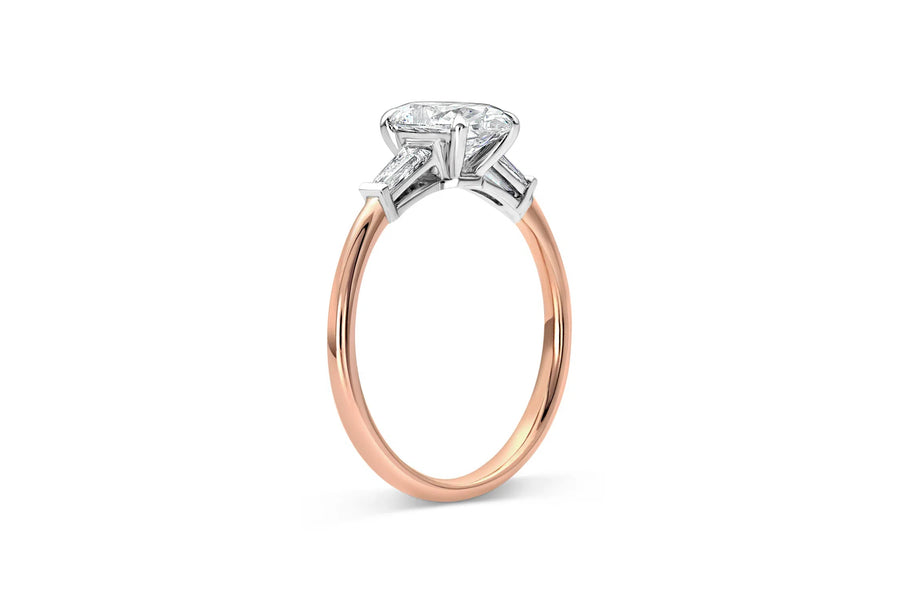 Oval Three Stone Baguette Engagement Ring