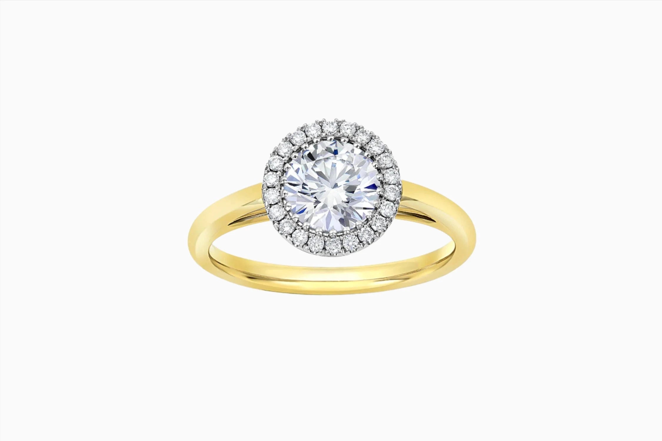 Round Cut Halo Cathedral Setting Engagement Ring