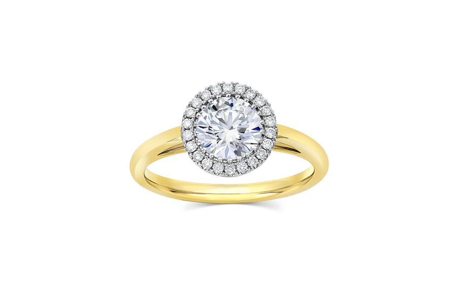 Round Cut Halo Cathedral Setting Engagement Ring