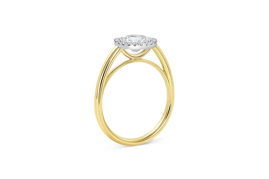 Cathedral Set Engagement Ring | Round Cut Diamond with Halo