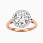 Basket Setting Engagement Ring with Halo in Rose Gold