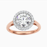 Basket Setting Engagement Ring with Halo in Rose Gold