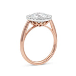 Basket Cathedral Engagement Ring with Round Cut Halo in Rose Gold