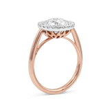 Basket Cathedral Engagement Ring with Round Cut Halo in Rose Gold