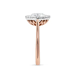 Basket Set Engagement Ring with Round Cut Diamond and Halo