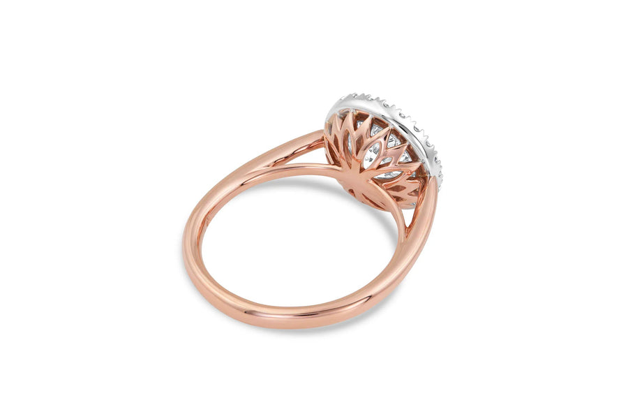 Basket Engagement Ring in Rose Gold | Round Cut | Halo