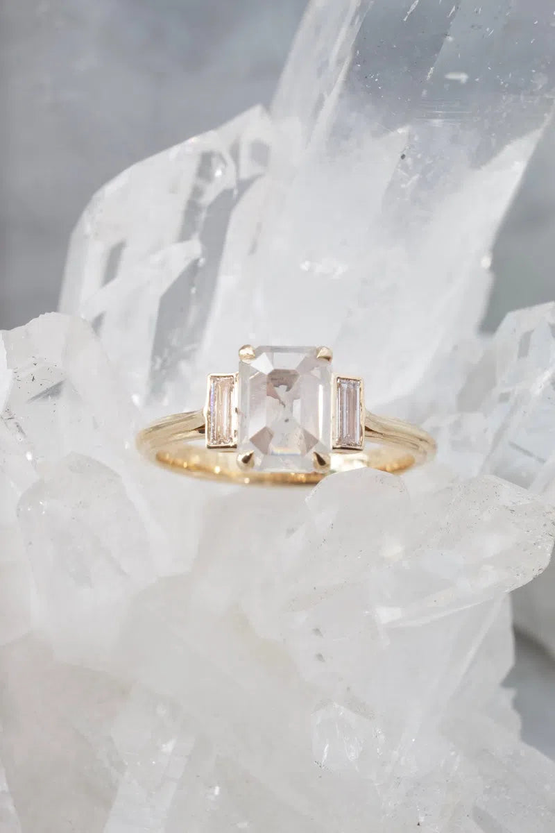 1ct Salt & Pepper Emerald Cut Diamond Ring-Honey Jewelry Co-Honey Jewelry Co