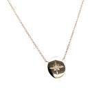 Oval Disc Starburst Necklace - Yellow Gold