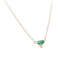 Emerald Baguette & Diamond Triangle Necklace - Yellow Gold