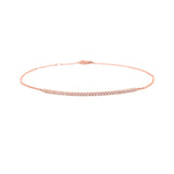 Thin Prong Set Diamond Bar Bracelet - Rose Gold