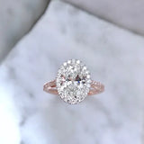 Oval Cathedral Engagement Ring | Cathedral Setting with Pave Diamonds