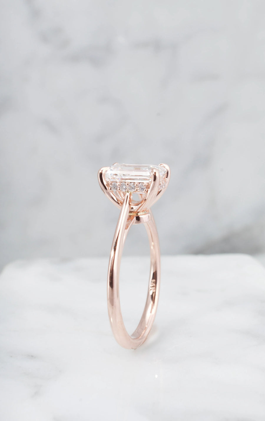 Lolo | Four Prong Oval Solitaire Engagement Ring with Halo-Honey Jewelry Co-Honey Jewelry Co