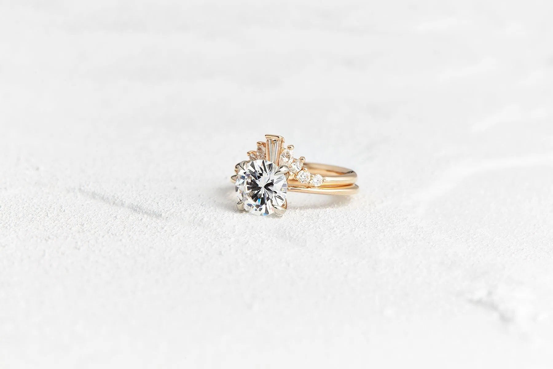 Round, Marquise, and Baguette Diamond Wedding Ring