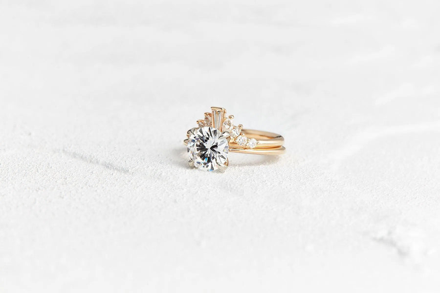 Round, Marquise, and Baguette Diamond Wedding Ring