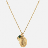 Mini Saints Agate Trilogy Necklace, Gold Vermeil/Green