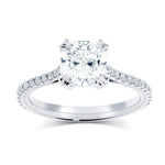 Solitaire Engagement Ring | Tapered Pave Band | White Gold