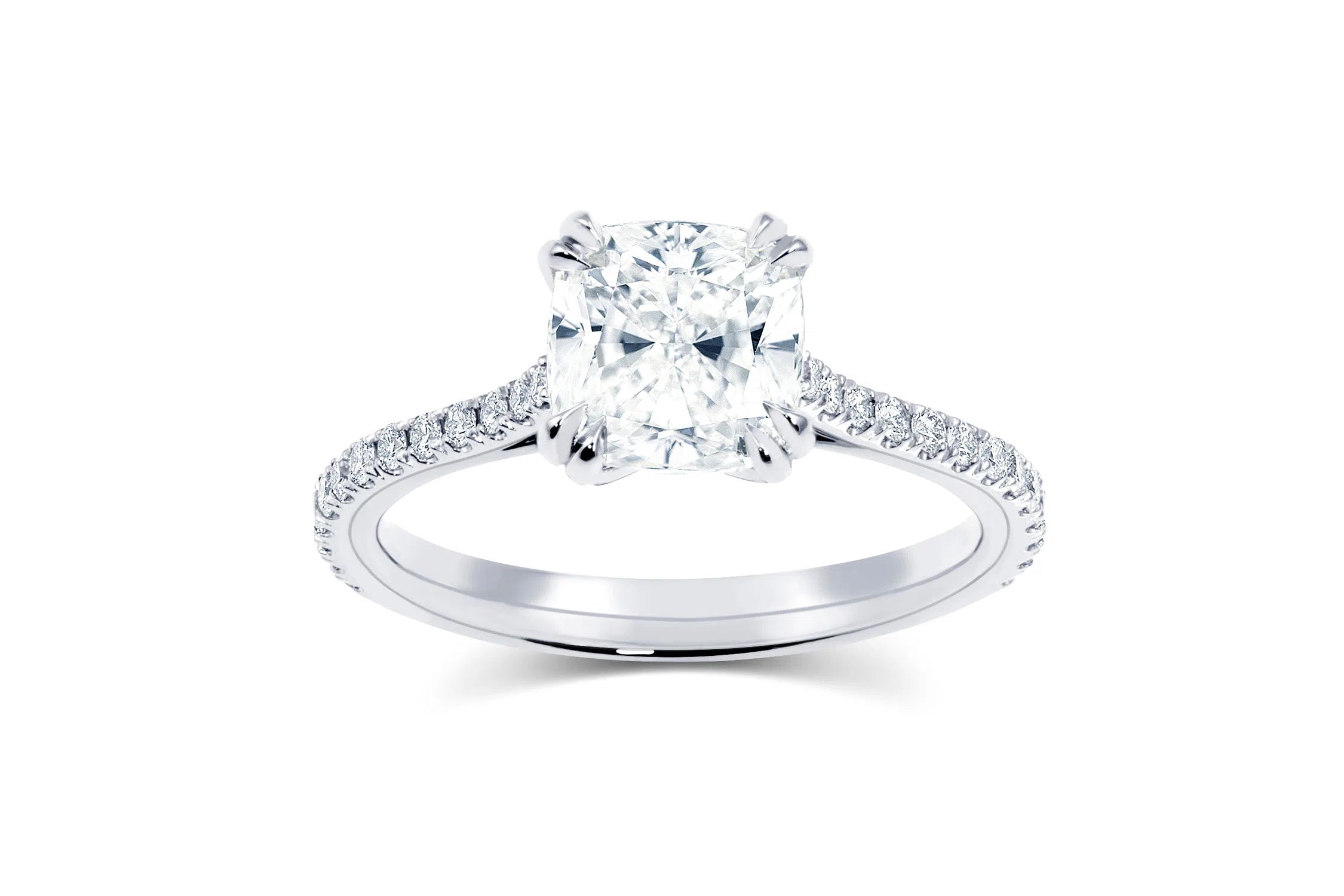 Solitaire Engagement Ring | Tapered Pave Band | White Gold