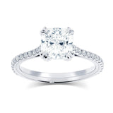 Solitaire Engagement Ring | Tapered Pave Band | White Gold